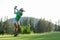 Golfer sport approach on course golf ball fairway.Â  People lifestyle woman playing game golf tee off